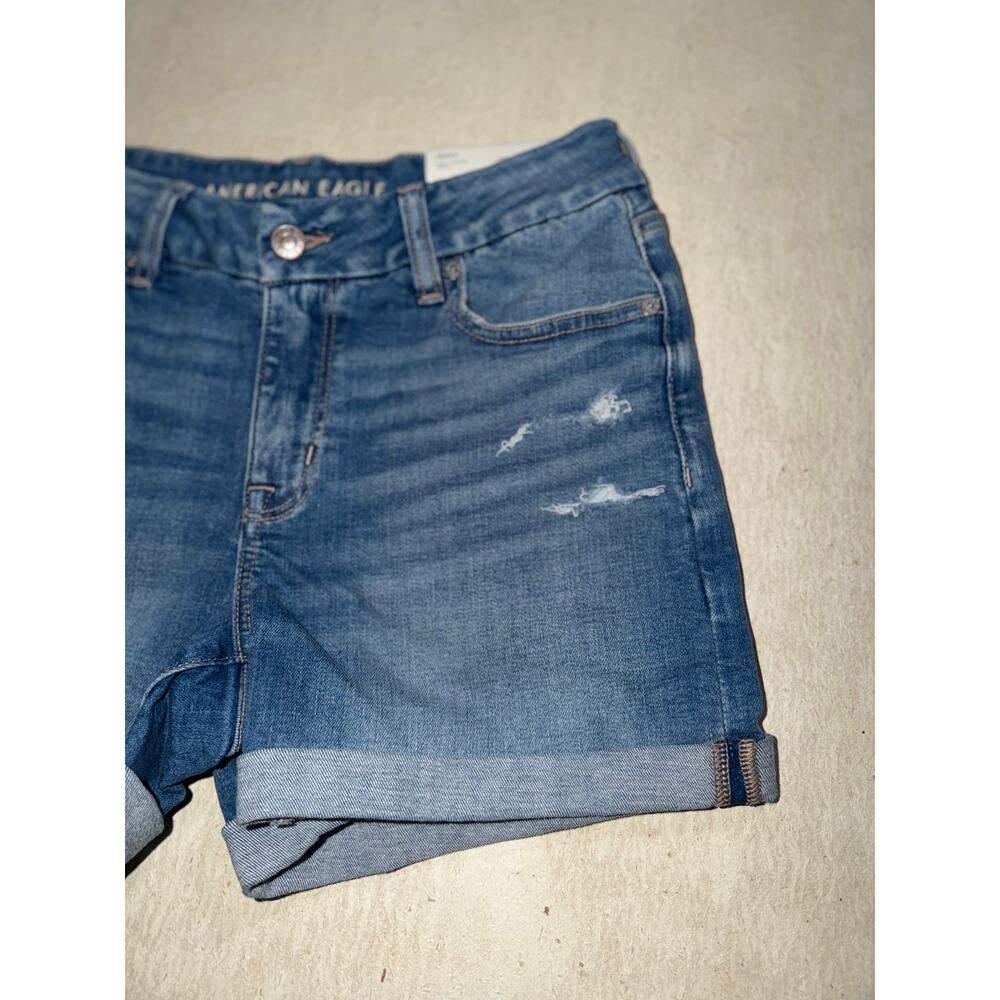 American Eagle women’s new stretch curvy v-rise midi blue jeans shorts - Picture 16 of 16